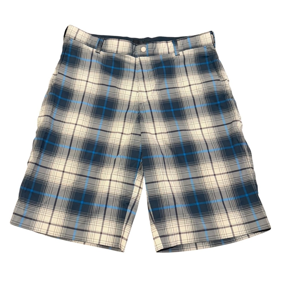 Nike Golf Tour Performance Dri-FIT Plaid Shorts Mens 34 Blue Grey 509182-459